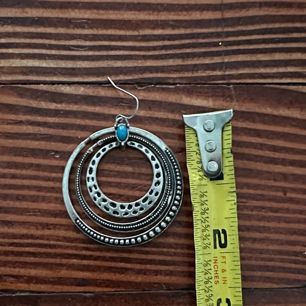 Premier Designs Southwestern Boho Silver Triple Hoop Pierced Earrings